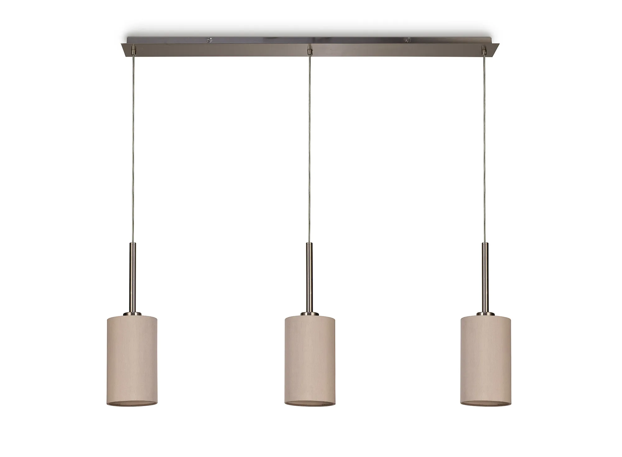 Baymont 12cm Shade 3 Light Pendant Satin Nickel, Nude Beige/Moonlight DK0777  Deco Baymont SN NU